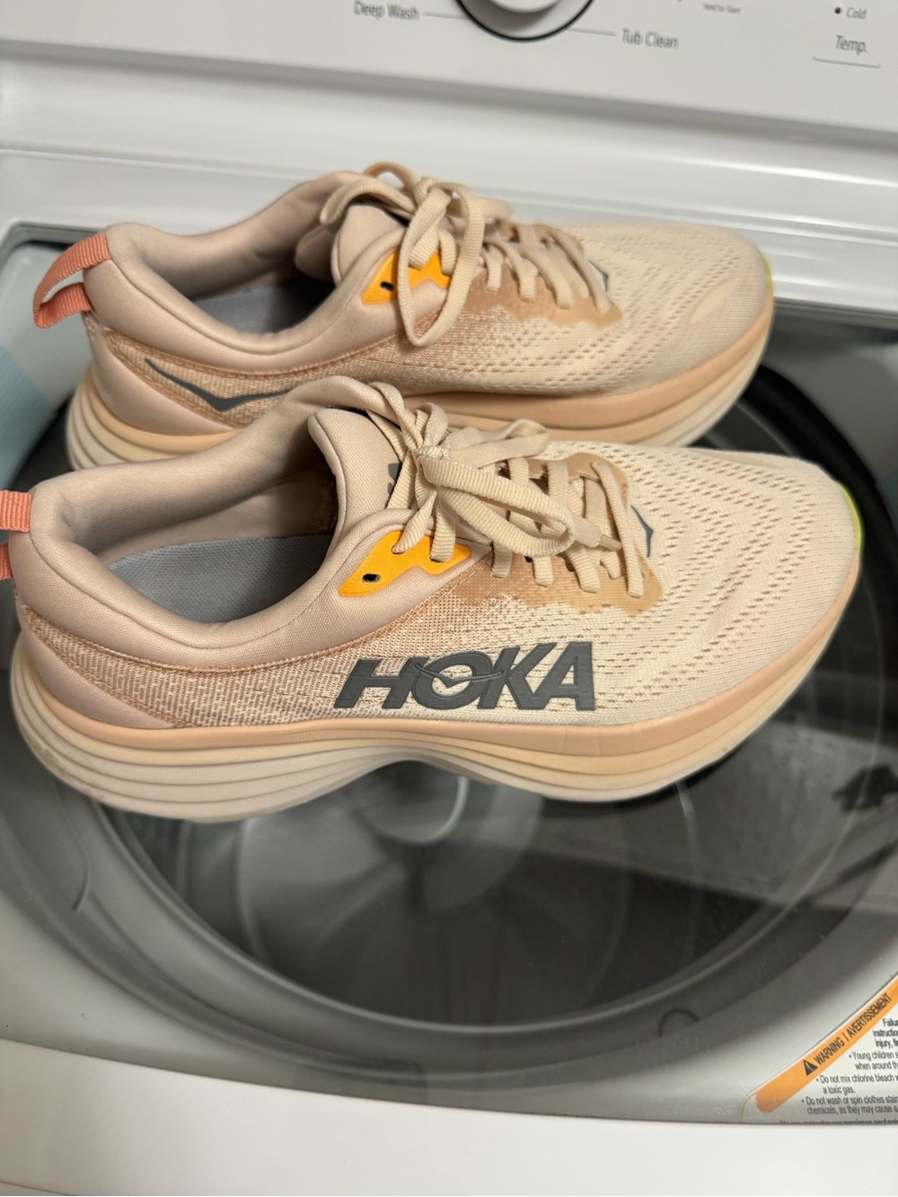 Hoka Beige Peach Running Shoes - Picture 5 of 14